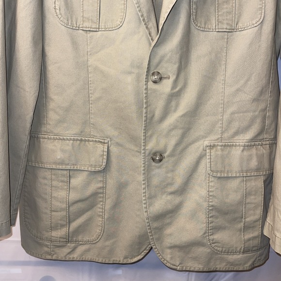 LL Bean Jacket Men 44 Tall Field Safari Chore Coat Blazer Presentation Elbow Pad - Picture 4 of 13